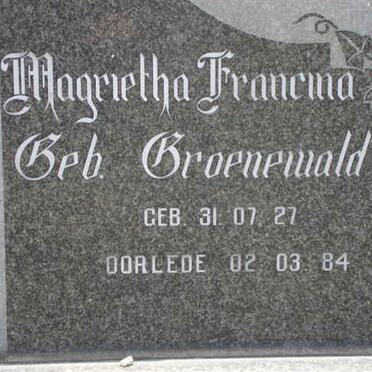 LEIBBRANDT Magrietha Francina nee GROENEWALD 1927-1984