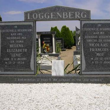 LOGGENBERG Nicolaas Francois 1917-1990 &amp; Helena Elizabeth V.D. MERWE 1934-2013