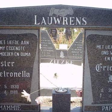 LAUWRENS Eric Haefele 1928-2003 &amp; Hester Petronella 1930-1989