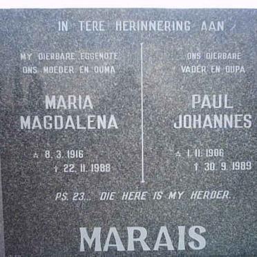 MARAIS Paul Johannes 1906-1989 &amp; Maria Magdalena 1916-1988