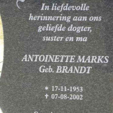 MARKS Antoinette nee BRANDT 1953-2002