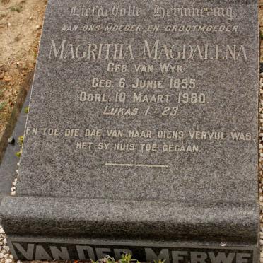 MERWE Magritha Magdelena, van der nee VAN WYK 1895-1980