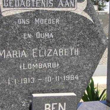 MERWE Maria Elizabeth, van der nee LOMBARD 1913-1994