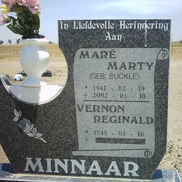 MINNAAR Vernon Reginald 1945- &amp; Mare Marty BUCKLE 1941-2002