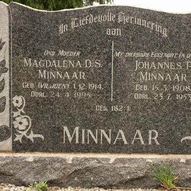 MINNAAR Johannes P. 1908-1953 &amp; Magdalena D.S. VILJOEN 1914-1955