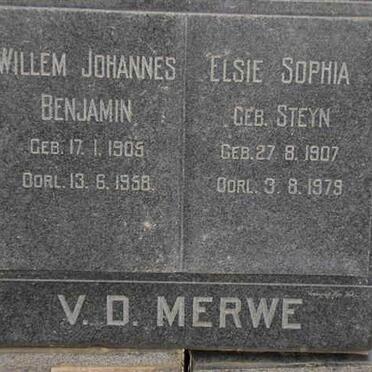 MERWE Willem Johannes Benjamin, v.d. 1905-1958 &amp; Elsie Sophia STEYN 1907-1979