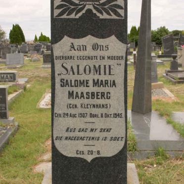 MAASBERG Salome Maria nee KLEYNHANS 1907-1945