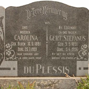 PLESSIS Gert Stephanus, du 1891-1956 &amp; Carolina BLOEM 1891-1959