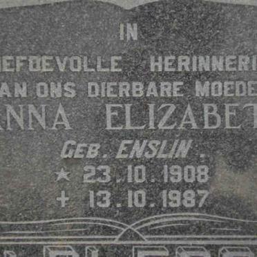 PLESSIS Anna Elizabeth, du nee ENSLIN 1908-1987