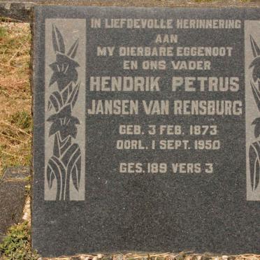 RENSBURG Hendrik Petrus, Jansen van 1873-1950