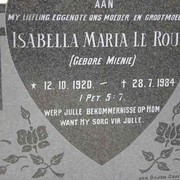 ROUX Isabella Maria, le nee MIENIE 1920-1984