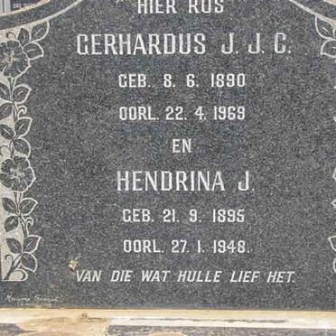 RYNDERS Gerhardus J.J.C. 1890-1969 &amp; Hendrina J. 1895-1948