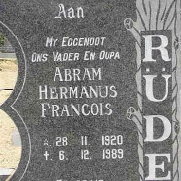 RÜDE Abram Hermanus Francois 1920-1989