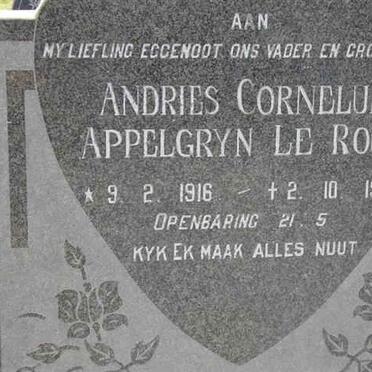 ROUX Andries Cornelius Appelgryn, le 1916-1989
