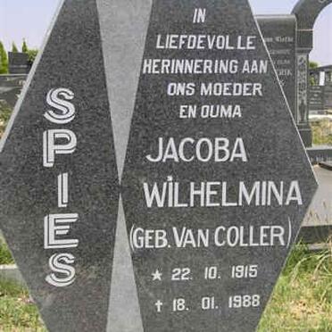 SPIES Jacoba Wilhelmina nee VAN COLLER 1915-1988