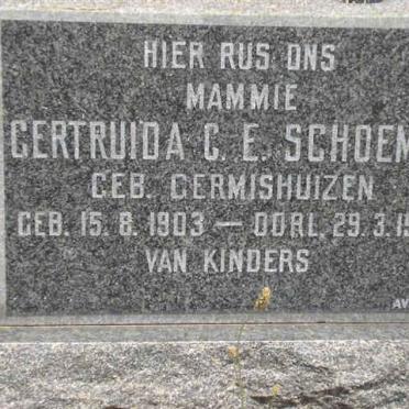SCHOEMAN Gertruida C E. nee GERMISHUIZEN 1903-1972