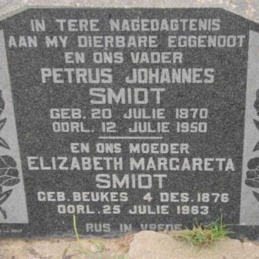 SMIDT Petrus Johannes 1870-1950 &amp; Elizabeth Margareta BEUKES 1876-1963