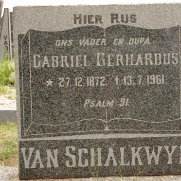 SCHALKWYK Gabriel Gerhardus, van 1872-1961
