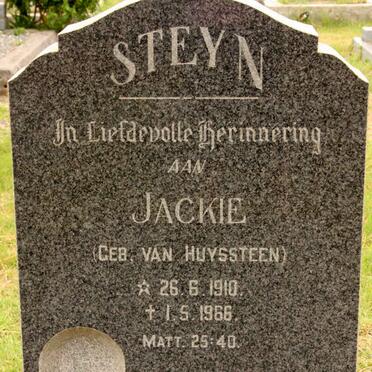 STEYN Jackie nee VAN HUYSTEEN 1910-1966