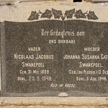 SWANEPOEL Nicolaas Jacobus 1869-1948 &amp; Johanna Susanna Catharina DU PLESSIS 1873-1946