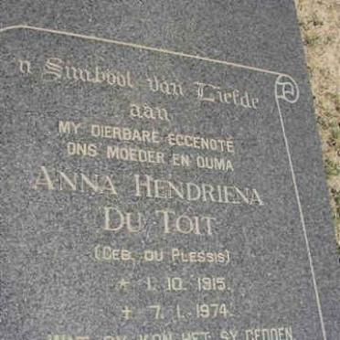 TOIT Anna Hendriena, du nee DU PLESSIS 1915-1974