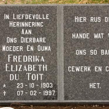TOIT Fredrika Elizabeth, du 1903-1997