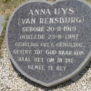 UYS Anna nee VAN RENSBURG 1919-1987