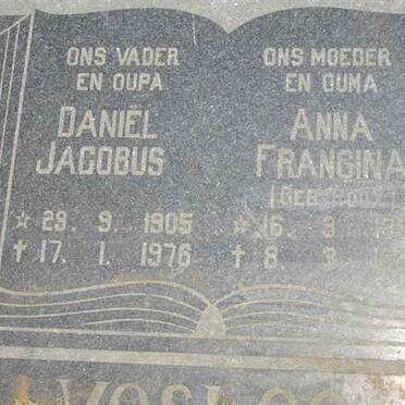 VOSLOO Daniël Jacobus 1905-1976 &amp; Anna Francina ROUX 1906-19?4