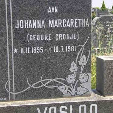 VOSLOO Johanna Margaretha nee CRONJE 1895-1981