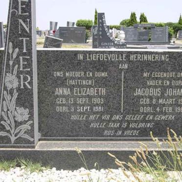 VENTER Jacobus Johannes 1915-1980 &amp; Anna Elizabeth HATTINGH 1903-1981