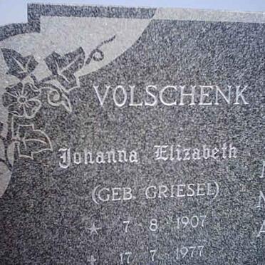 VOLSCHENK Johanna Elizabeth nee GRIESEL 1907-1977