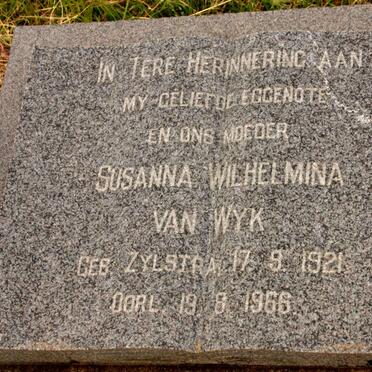 WYK Susanna Wilhelmina, van nee ZYLSTRA 1921-1966