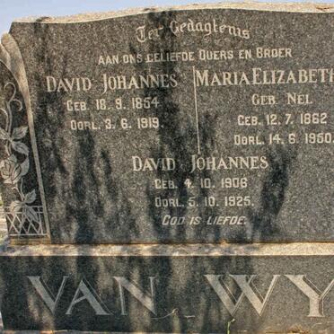 WYK David Johannes, van 1854-1919 &amp; Maria Elizabeth N.J. NEL 1862-1950 :: VAN WYK David Johannes 1906-1925