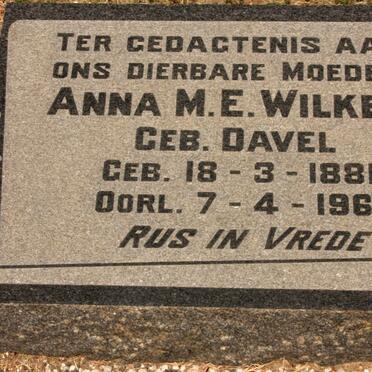 WILKEN Anna M.E. nee DAVEL 1881-1964
