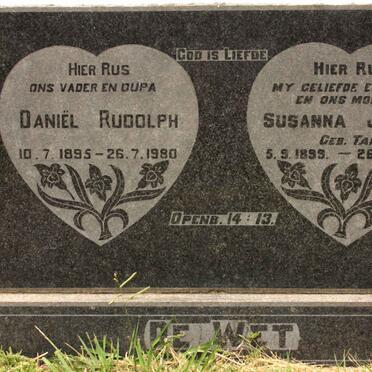 WET Daniël Rudolph, de 1895-1980 &amp; Susanna Jacoba TAIT 1899-1963