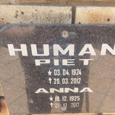 HUMAN Piet 1924-2012 &amp; Anna 1925-2017