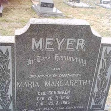 MEYER Maria Margaretha nee SCHONKEN 1876-1965