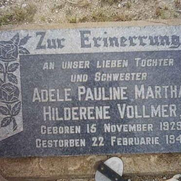 VOLLMER Adele Pauline Martha Hilderene 1929-1943