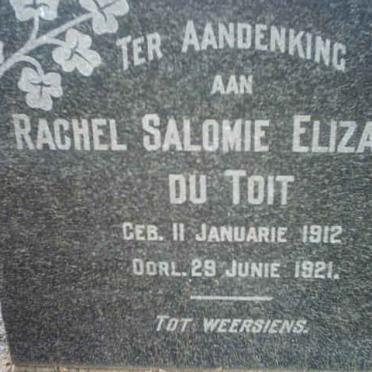 TOIT Rachel Salomie Elizabeth, du 1912-1921