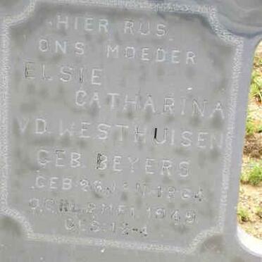 WESTHUISEN Elsie Catharina, v.d. nee BEYERS 1864-1949