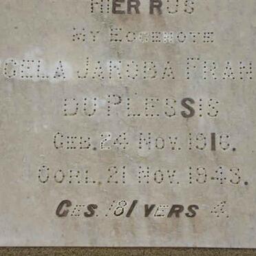 PLESSIS Engela Jakoba Fransina, du 1916-1943