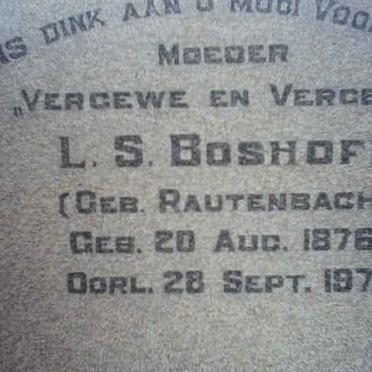 BOSHOFF L.S. nee RAUTENBACH 1876-1971