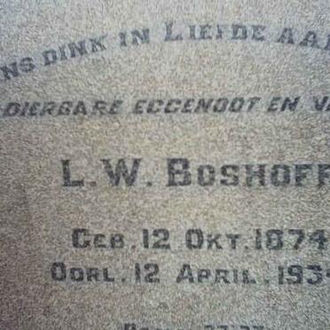 BOSHOFF L.W. 1874-1934