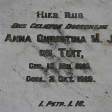 TOIT Anna Christina M.J., du 1916-1919