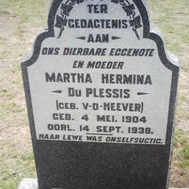 PLESSIS Martha Hermina, du nee V.D. HEEVER 1904-1938