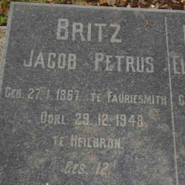 BRITZ Jacob Petrus 1867-1948 &amp; Elzie Magaretha ROUX 1866-1934