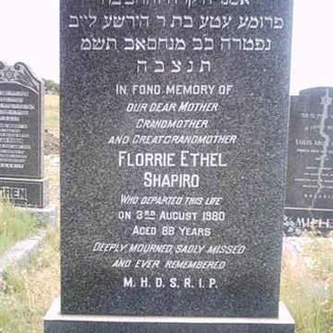 SHAPIRO Florrie Ethel -1980