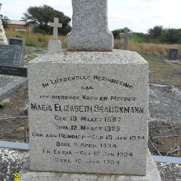 BRAUCKMANN Julius F. 1861-1951 :: BRAUCKMANN Maria Elizabeth 1887-1925 :: BRAUCKMANN Heinrich 1934-1934 :: BRAUCKMANN Elria 1934-1934
