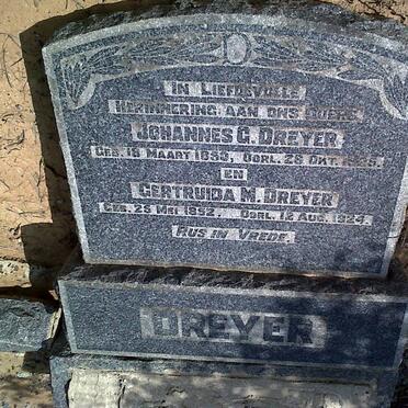 DREYER Johannes G. 1850-1925 &amp; Gertruida M. 1852-1924