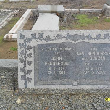 HENDERSON John 1874-1923 &amp; Ann DUNCAN 1877-1946